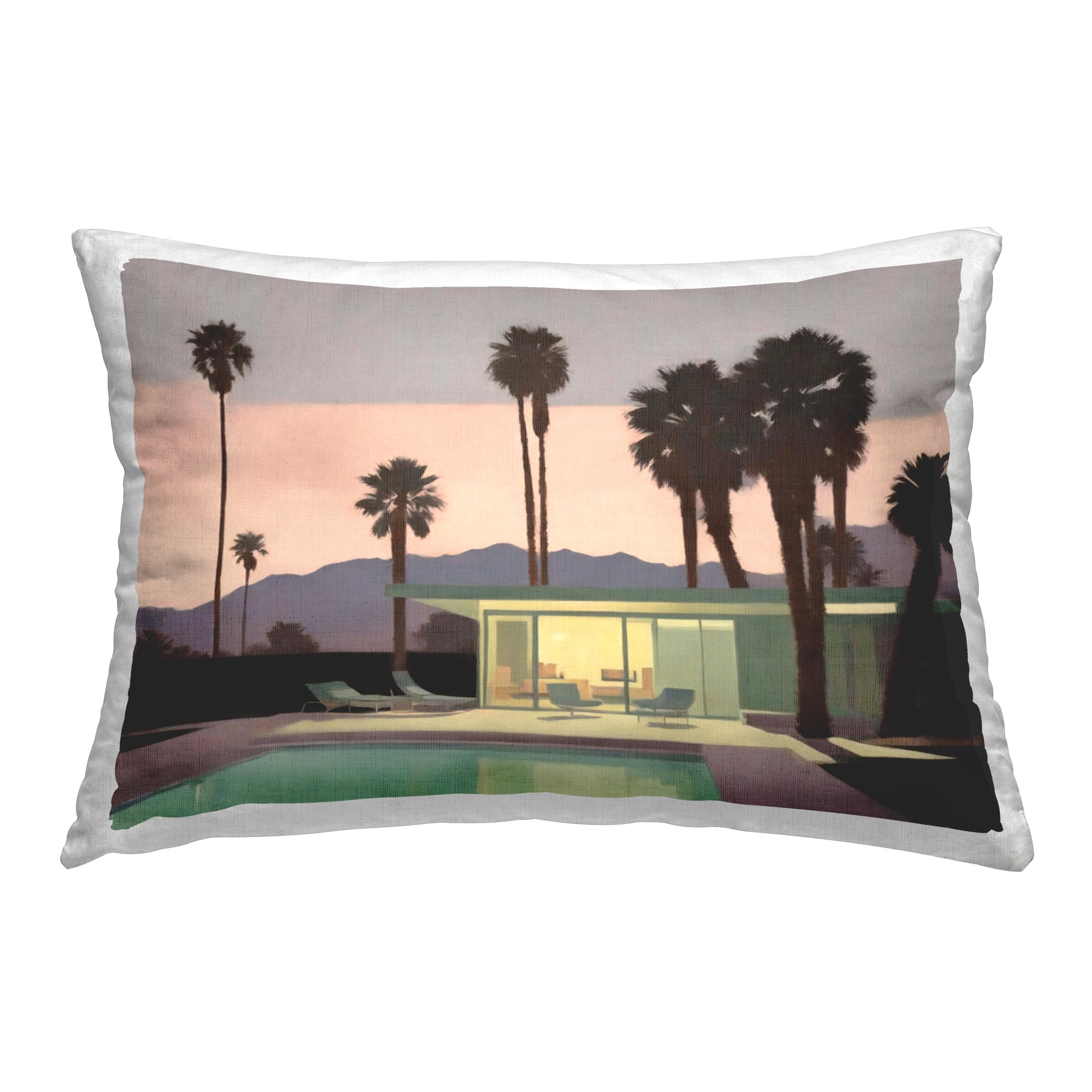 Stupell Industries Pool Surrounded by Palms Decorative Printed Throw Pillow Design by Noah Bay.
