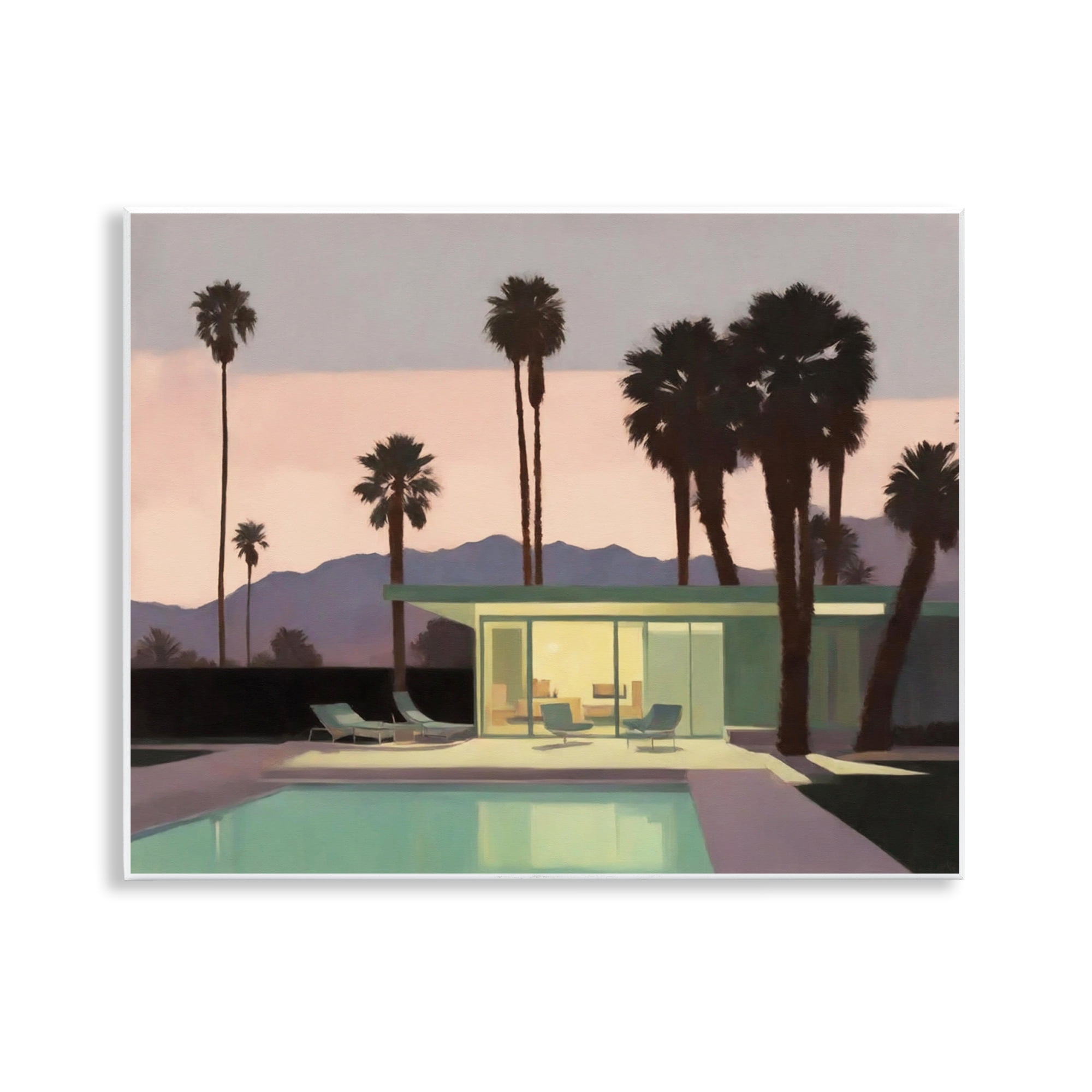 Stupell Industries Pool Surrounded by Palms Landscape & Nature Painting Unframed Art Print Wall Art, 14 x 11
