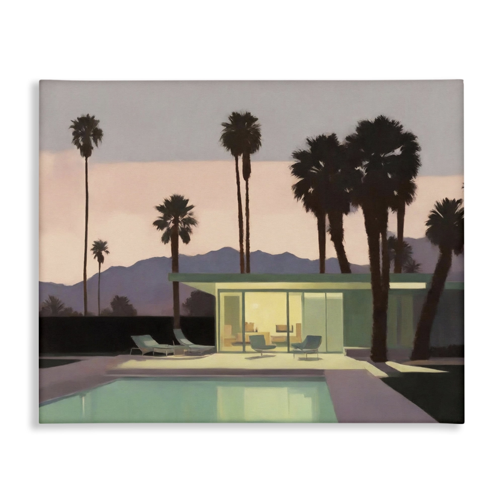 Stupell Industries Pool Surrounded by Palms Landscape & Nature Painting Wrapped Canvas Art Print Wall Art, 40 x 30