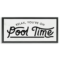 Stupell Industries Pool Time Summer Phrase Typography Painting Black Floater Framed Canvas Art Print Wall Art, 25 x 11
