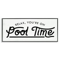 Stupell Industries Pool Time Summer Phrase Typography Painting Black Framed Art Print Wall Art, 24 x 10