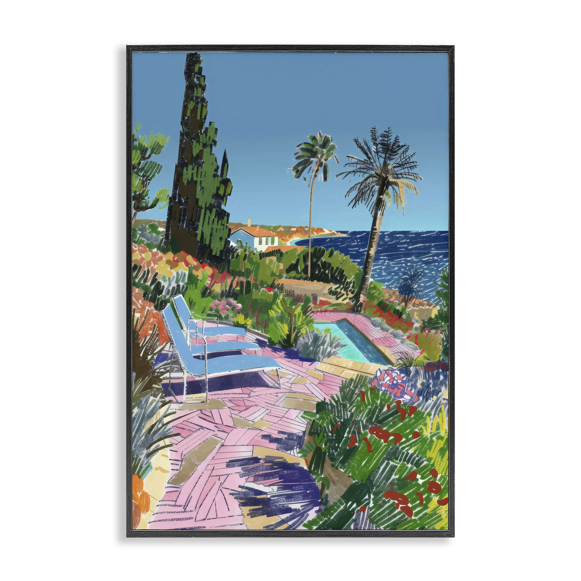 Stupell Industries Pool View to Ocean Black Framed Giclee Art, design by Creative Studio