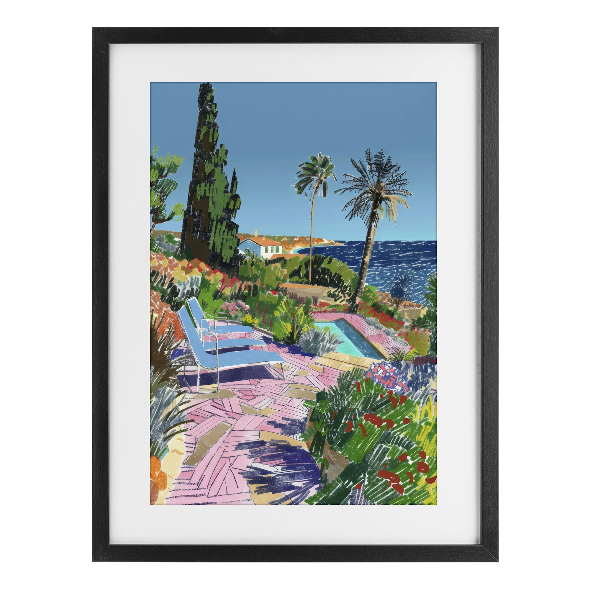 Stupell Industries Pool View to Ocean Black Framed Print Under Glass, design by Creative Studio