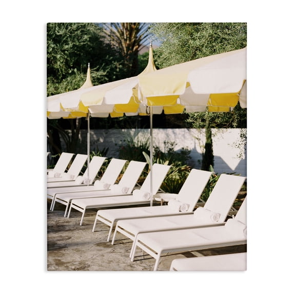 Stupell Industries Poolside Beach Chairs Landscape Photography Gallery Wrapped Canvas Art Print Wall Art, 36 x 48