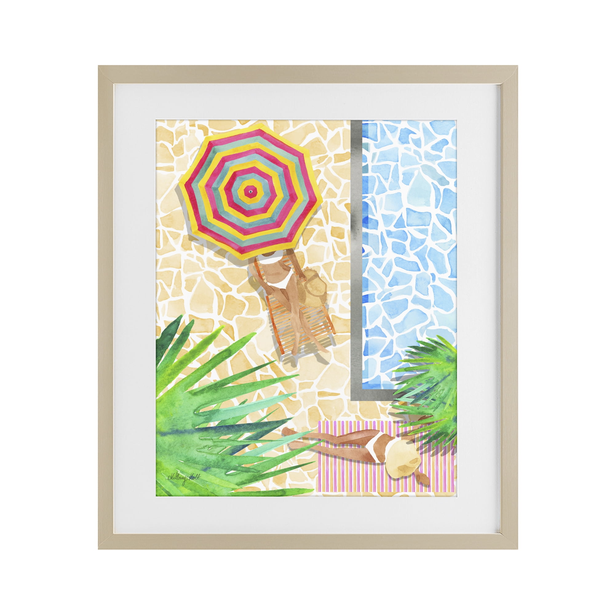 Stupell Industries Poolside Chill Duo Birch Framed Print Under Glass, design by Hillary Holt