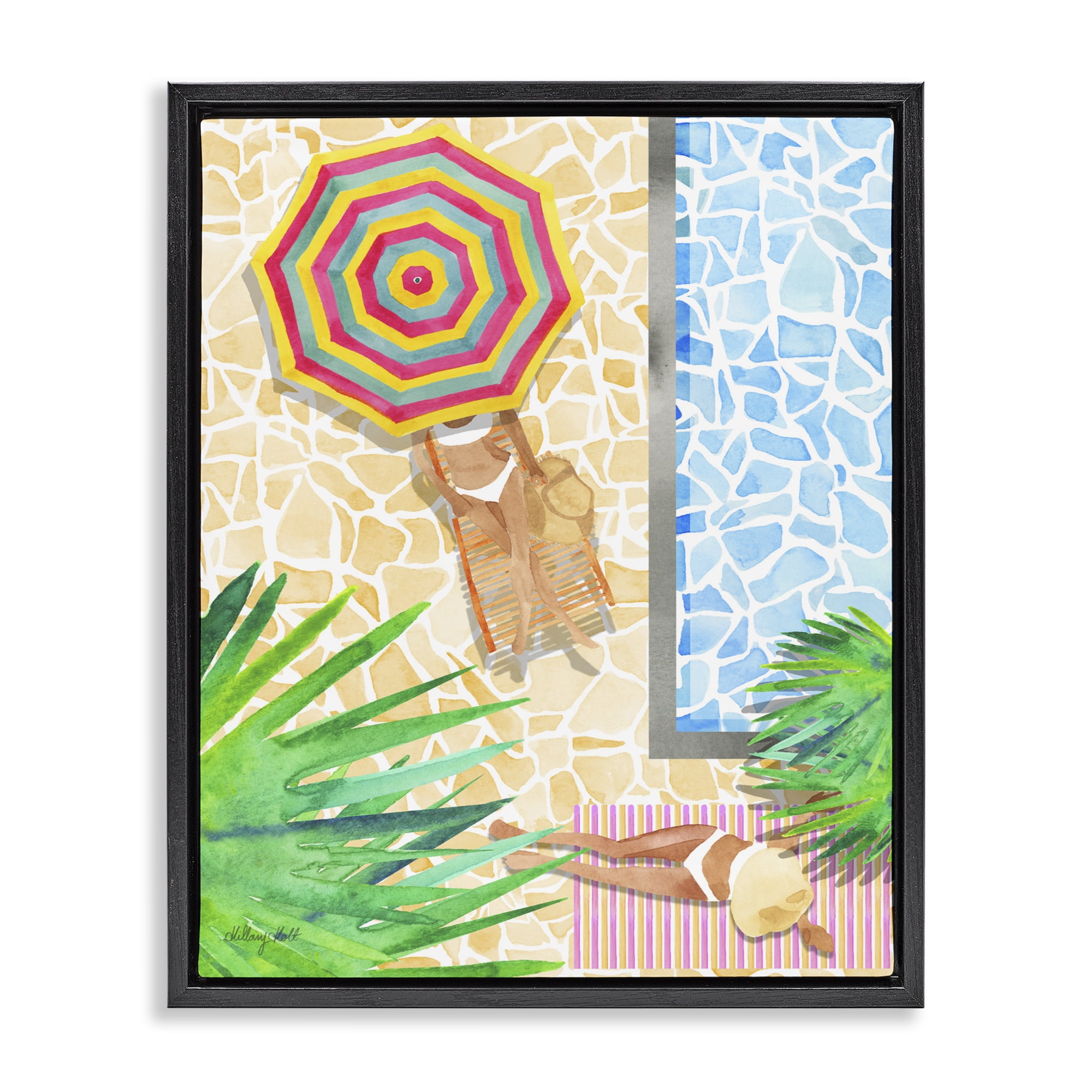 Stupell Industries Poolside Chill Duo Black Framed Floater Canvas Wall Art, design by Hillary Holt
