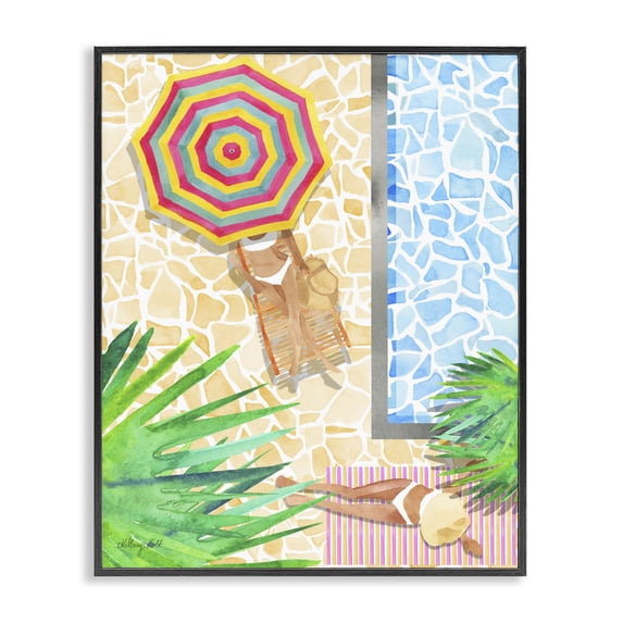 Stupell Industries Coastal Poolside Chill Duo Black Framed Giclee Art, 16 x 20, by Hillary Holt