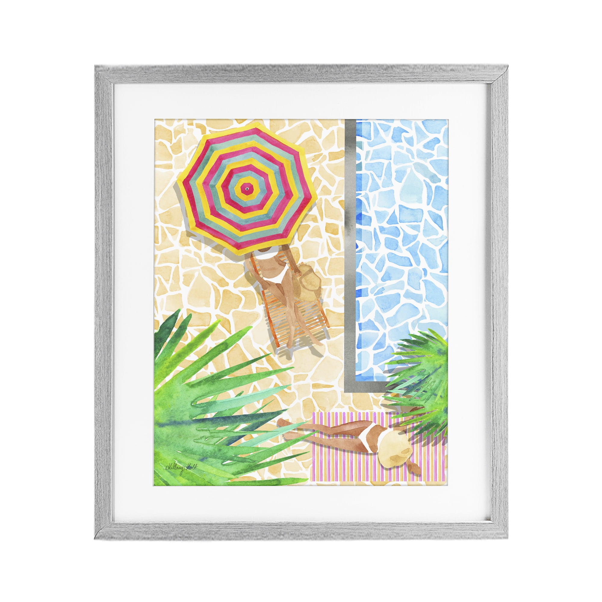 Stupell Industries Poolside Chill Duo Gray Framed Print Under Glass, design by Hillary Holt
