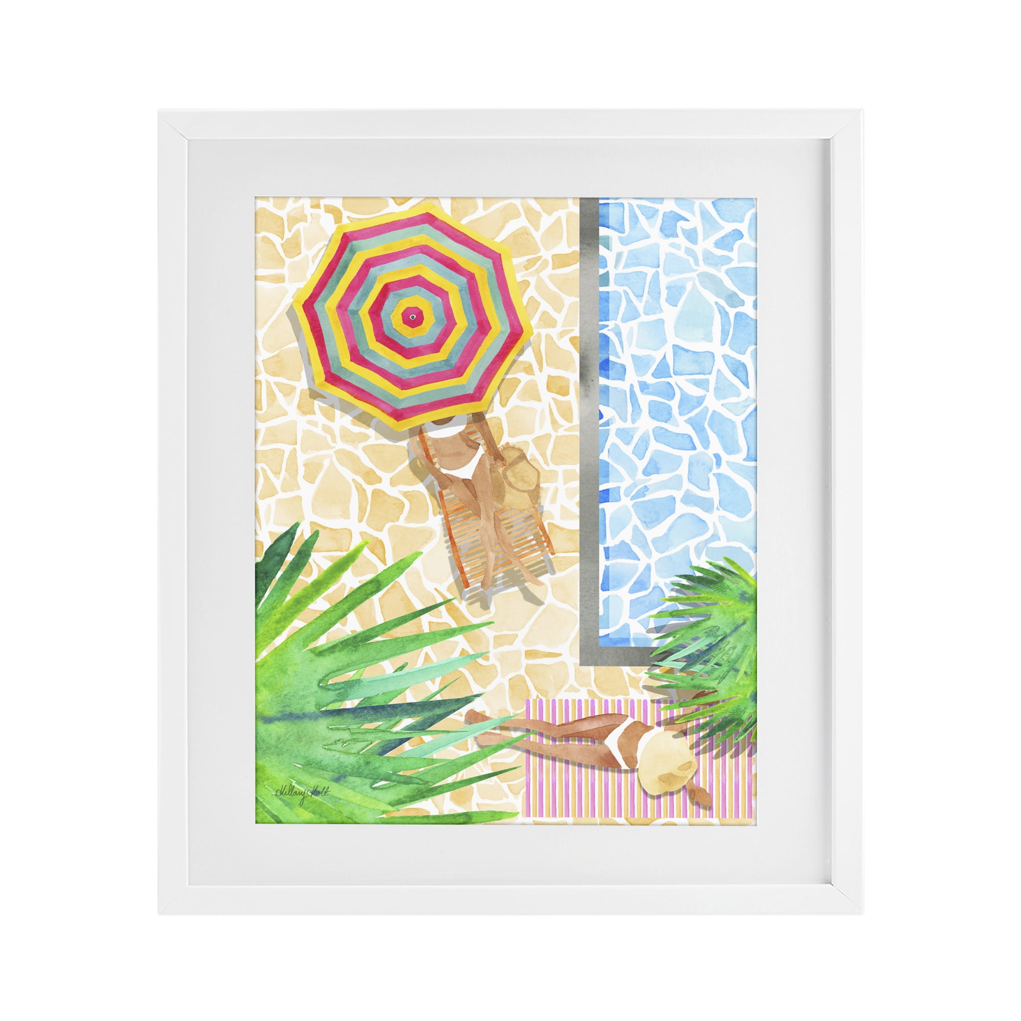 Stupell Industries Poolside Chill Duo White Framed Print Under Glass, design by Hillary Holt