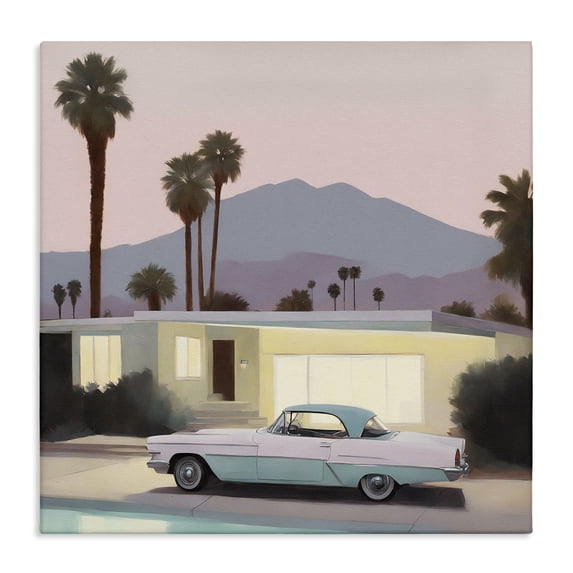 Stupell Industries Poolside Classic Car Transportation Painting Wrapped Canvas Art Print Wall Art, 30 x 30