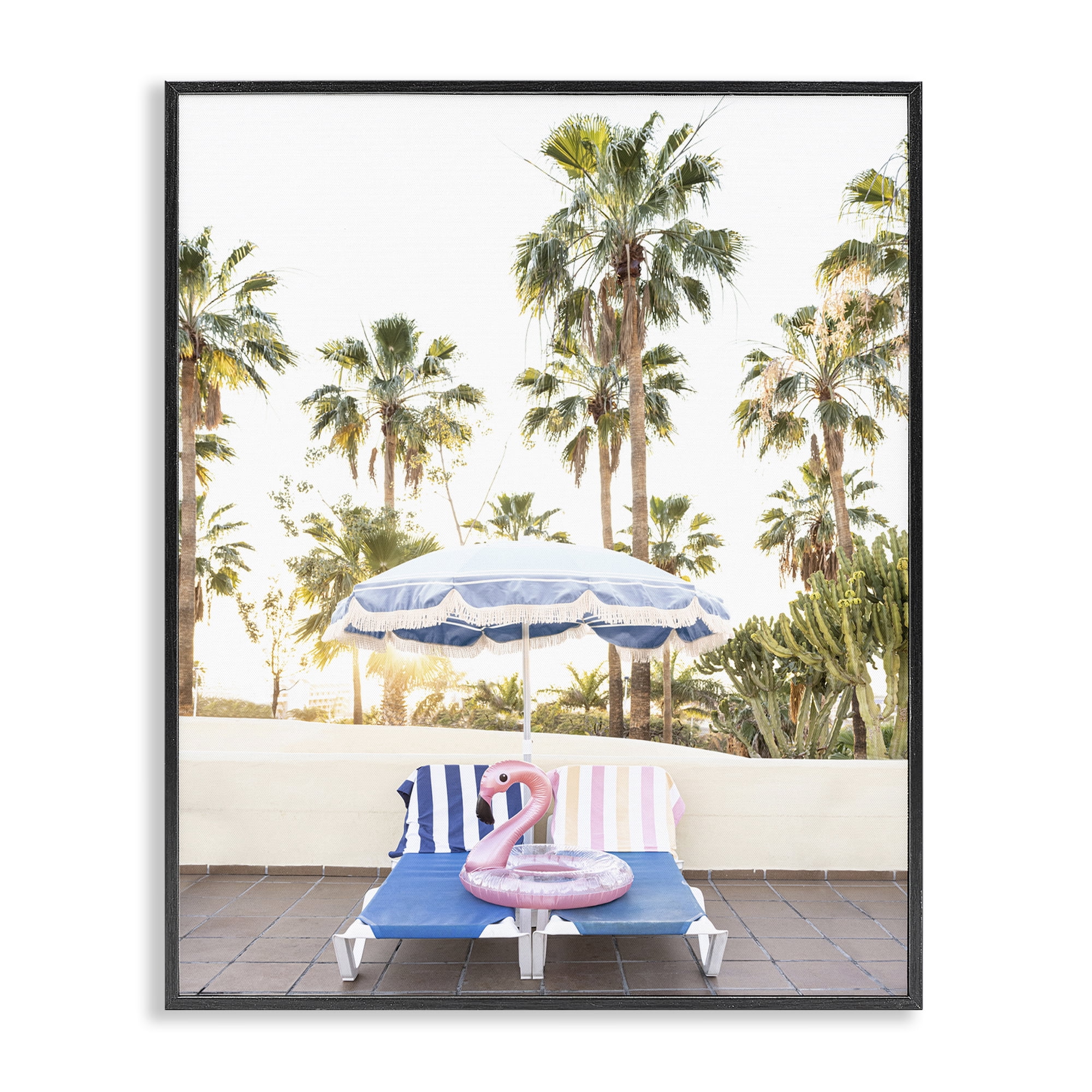 Stupell Industries Poolside Flamingo Float Landscape & Nature Photography Black Framed Art Print Wall Art, 16 x 20