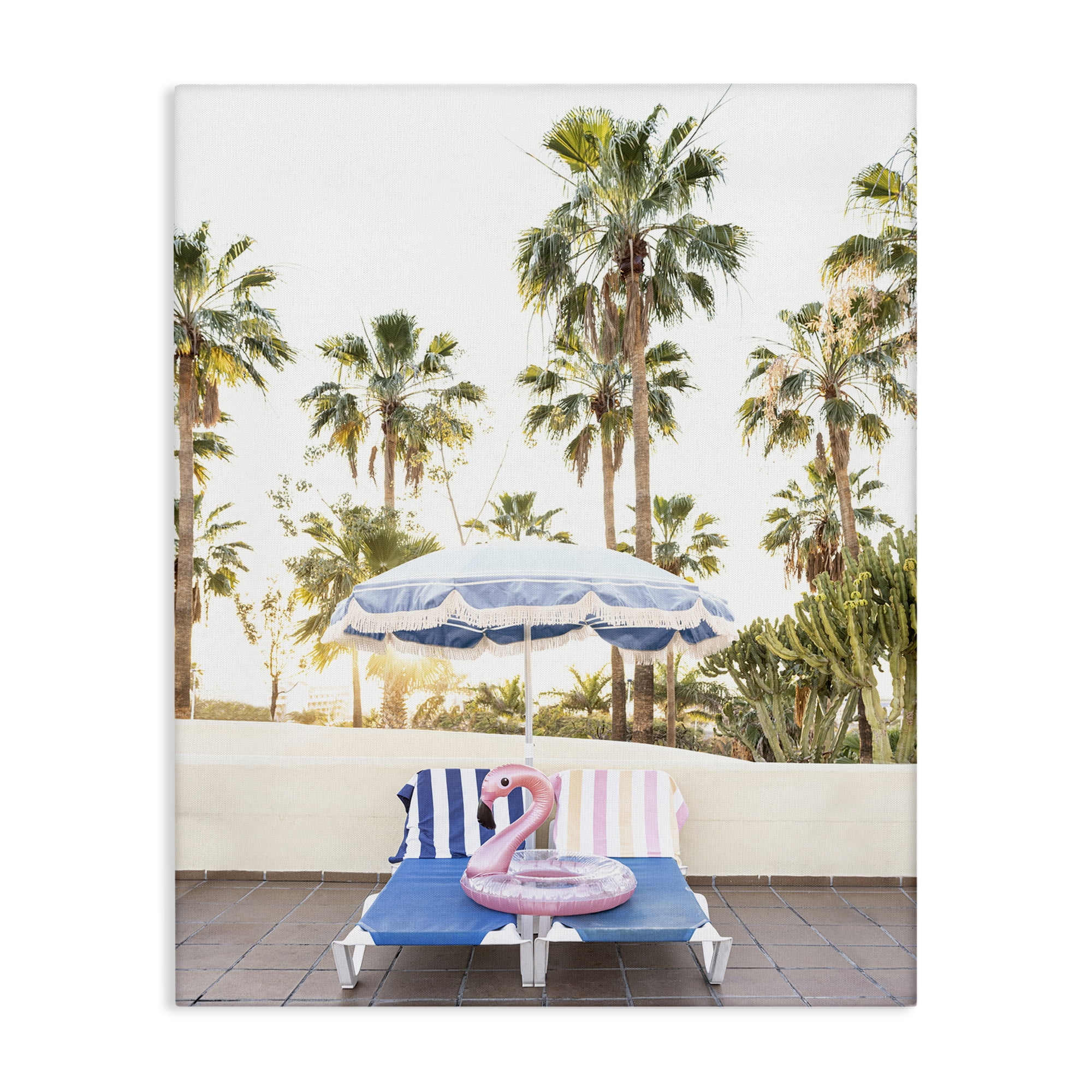 Stupell Industries Poolside Flamingo Float Landscape & Nature Photography Wrapped Canvas Art Print Wall Art, 24 x 30