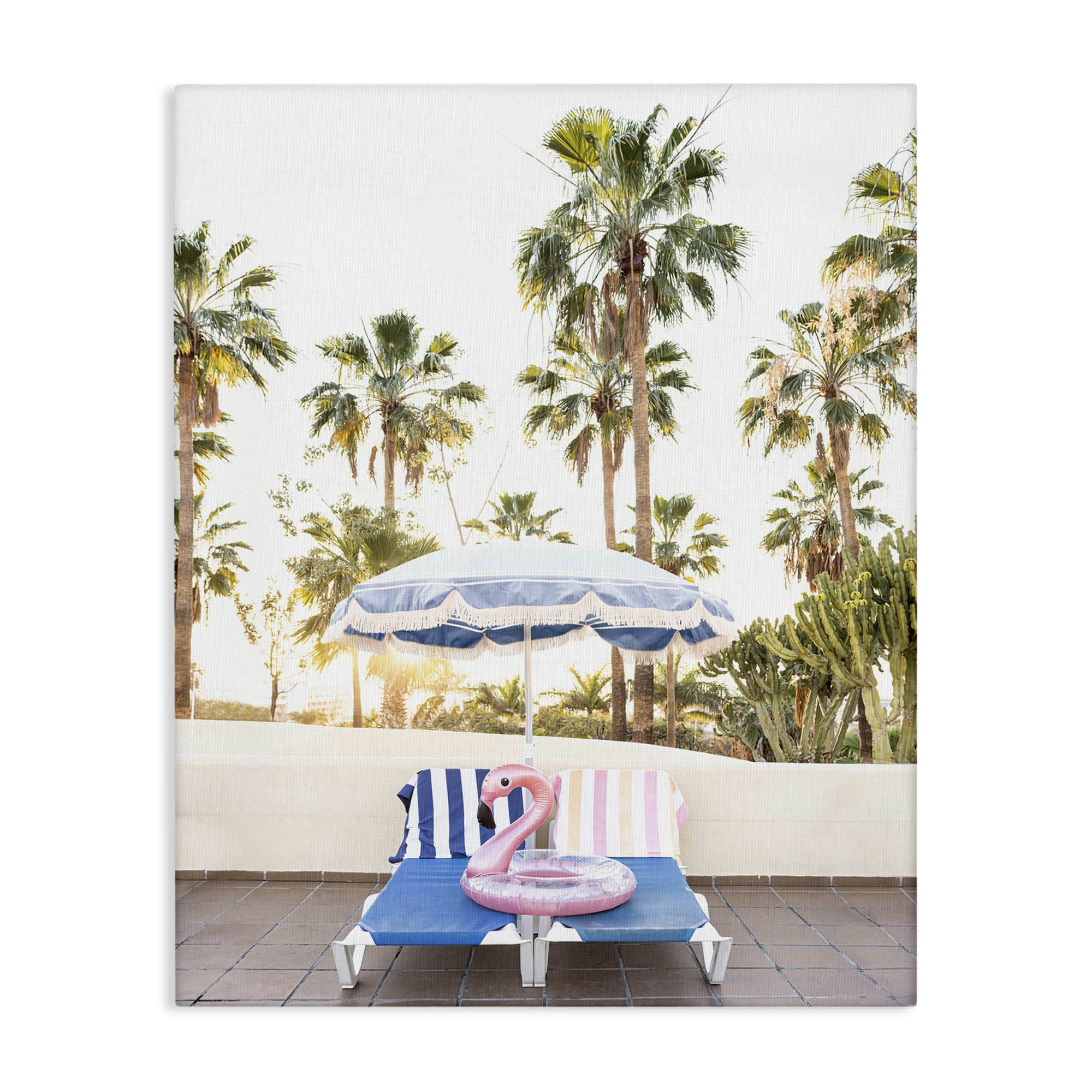 Stupell Industries Poolside Flamingo Float Landscape & Nature Photography Wrapped Canvas Art Print Wall Art, 36 x 48