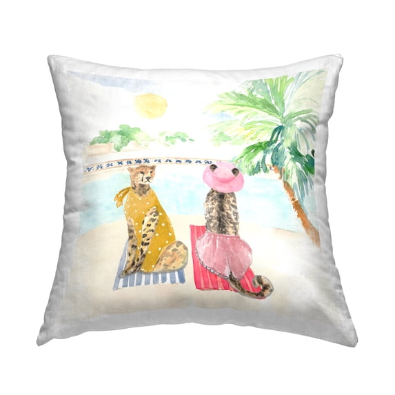 Stupell Industries Poolside Leopard Tropical Vacation Printed Throw Pillow Design by Lanie Loreth