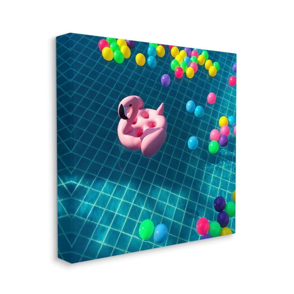 Stupell Industries Poolside Pink Flamingo Floatie Water Summer Fun Canvas Wall Art Design by Ziwei Li