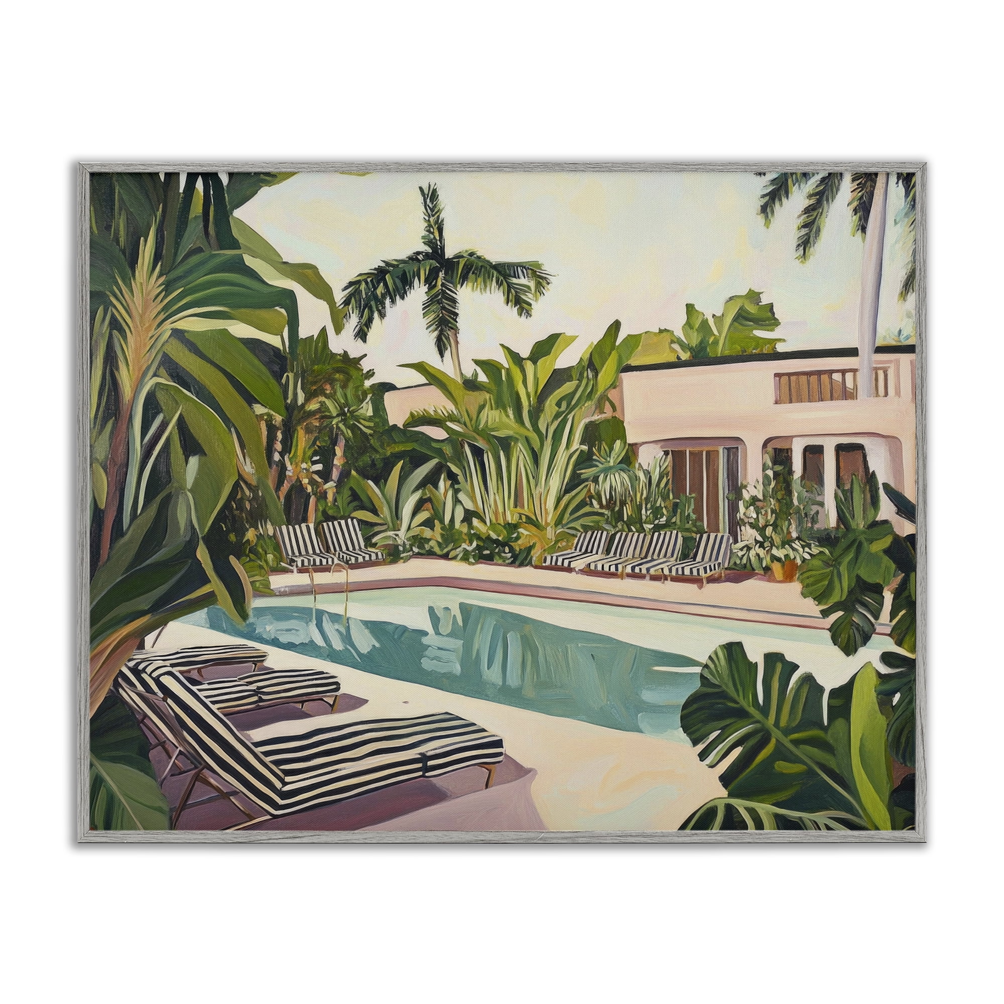 Stupell Industries Poolside Resort Lounge Chairs Gray Framed Giclee Art, design by Sisi and Seb