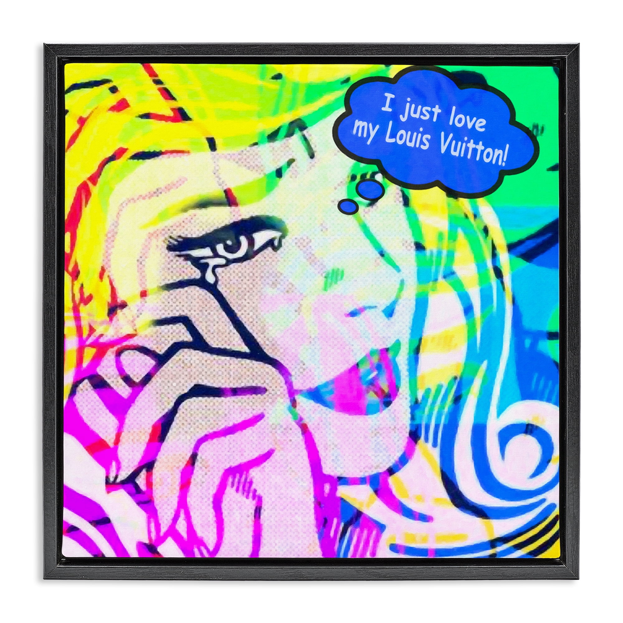 Stupell Industries Pop Comic Style Glam Abstract Painting Black Floater Framed Canvas Art Print Wall Art, 25 x 25