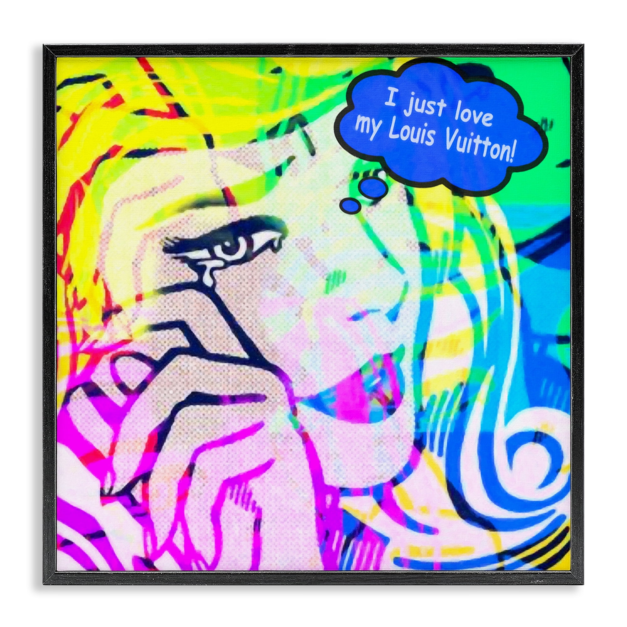 Stupell Industries Pop Comic Style Glam Abstract Painting Black Framed Art Print Wall Art, 12 x 12