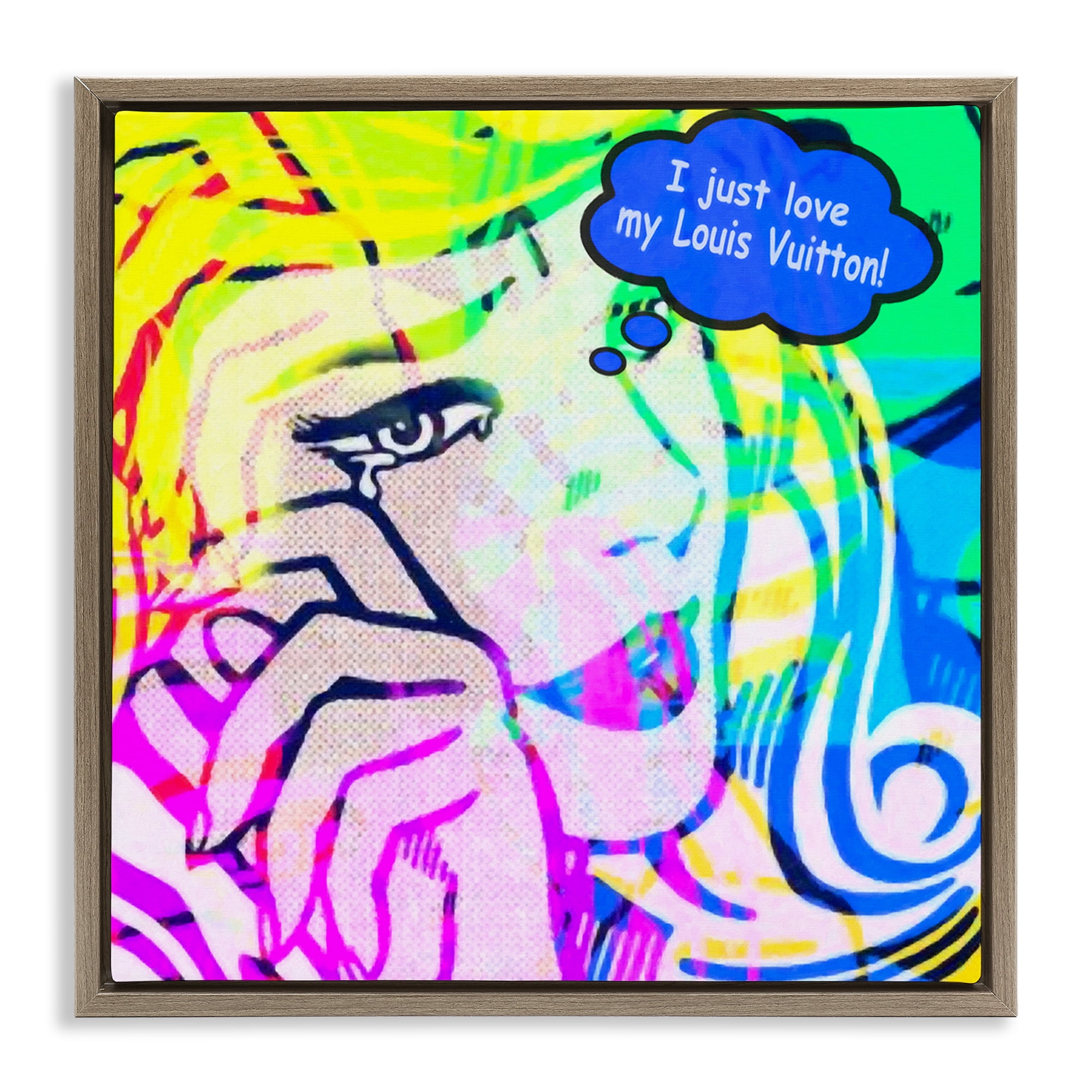 Stupell Industries Pop Comic Style Glam Abstract Painting Brown Floater Framed Canvas Art Print Wall Art, 18 x 18