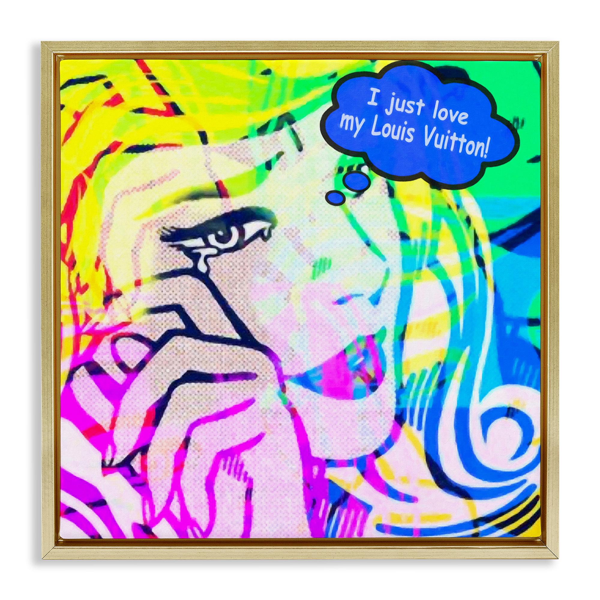 Stupell Industries Pop Comic Style Glam Abstract Painting Gold Floater Framed Canvas Art Print Wall Art, 25 x 25