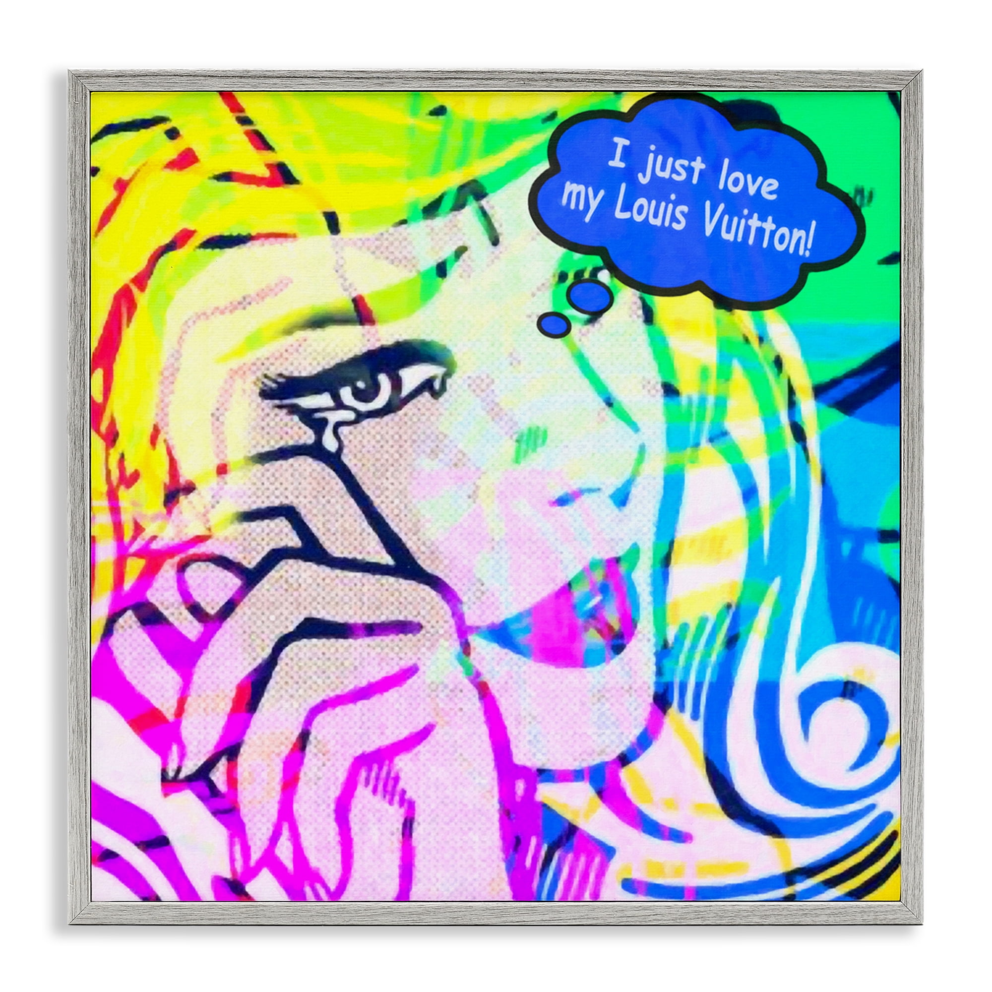 Stupell Industries Pop Comic Style Glam Abstract Painting Gray Framed Art Print Wall Art, 17 x 17