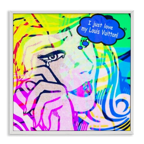 Stupell Industries Pop Comic Style Glam Abstract Painting White Framed Art Print Wall Art, 12 x 12