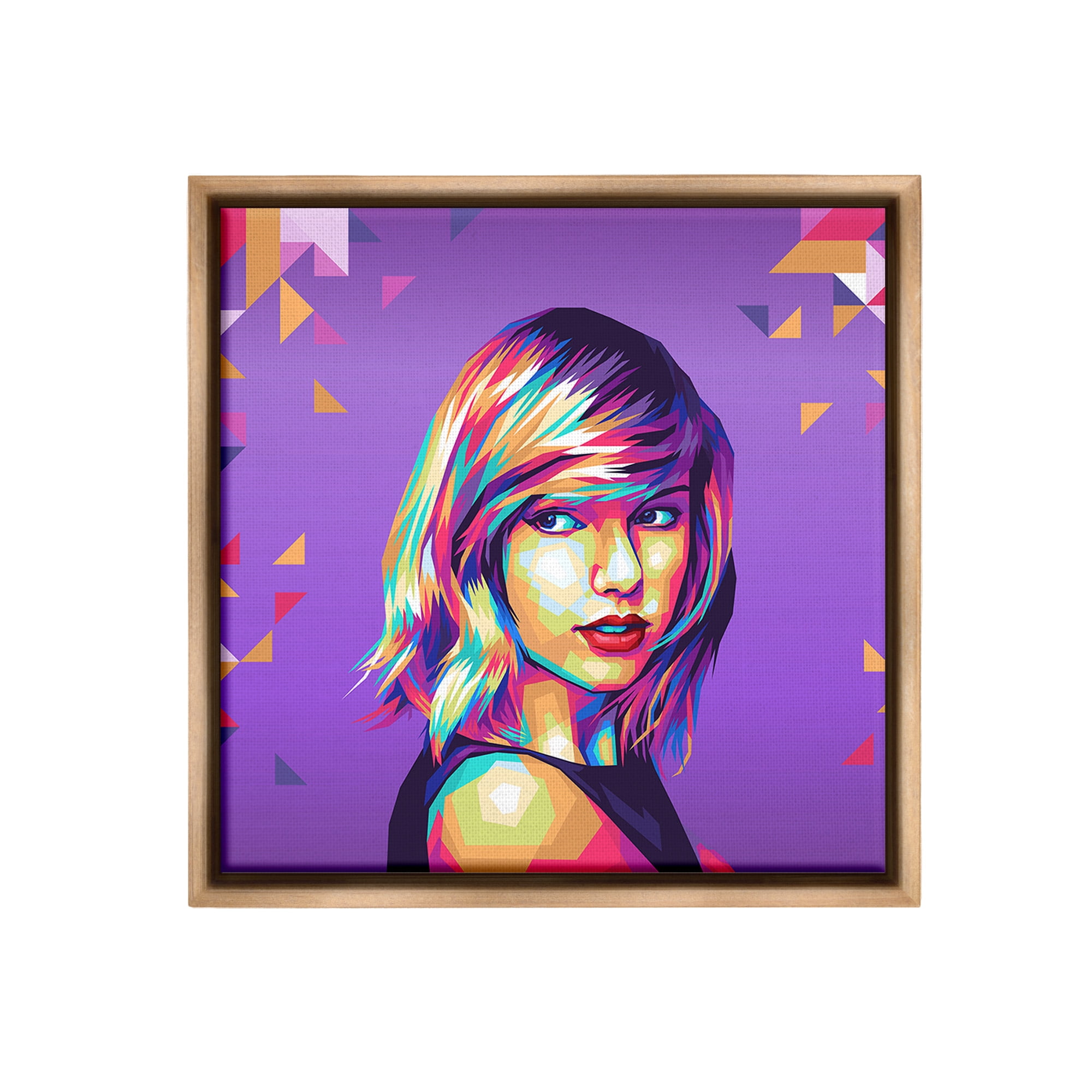 Stupell Industries Pop Icon on Purple Abstract Painting Brown Floater Framed Canvas Art Print Wall Art, 25 x 25