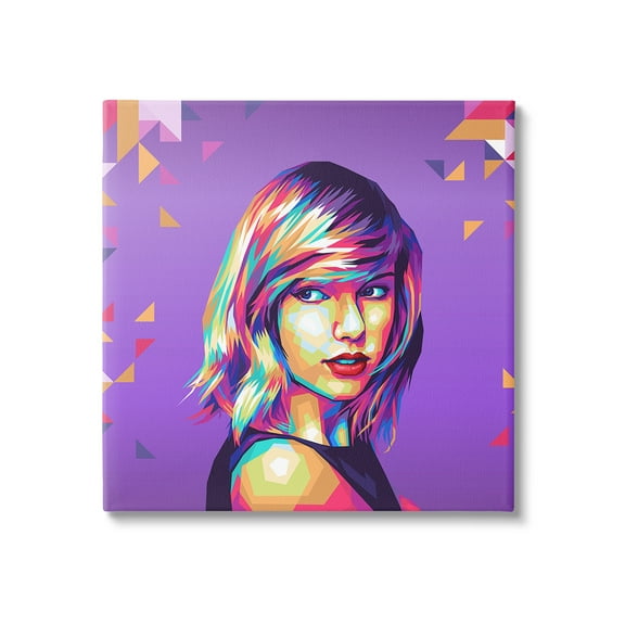 Stupell Industries Pop Icon on Purple Abstract Painting Gallery Wrapped Canvas Art Print Wall Art, 17 x 17