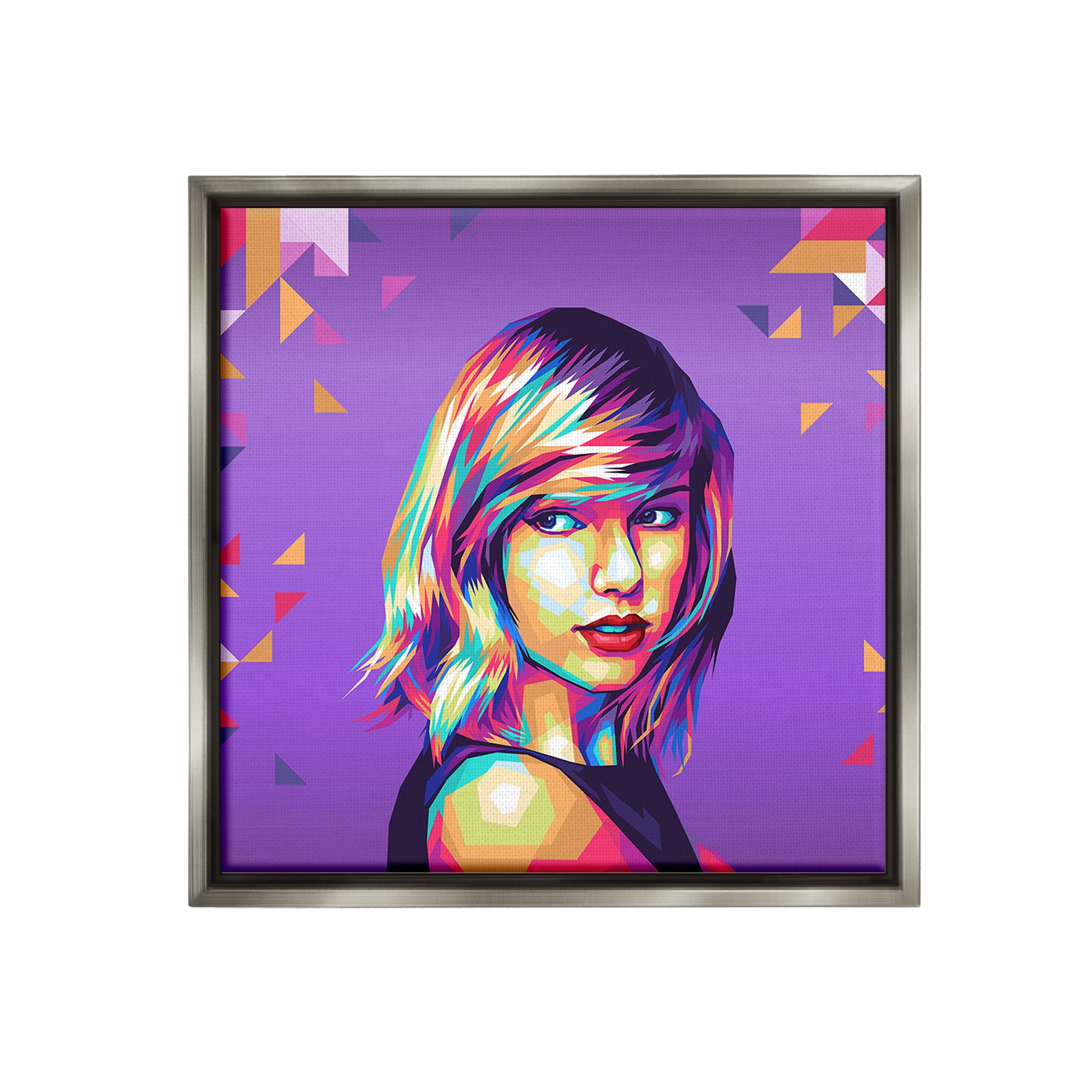 Stupell Industries Pop Icon on Purple Abstract Painting Gray Floater Framed Canvas Art Print Wall Art, 25 x 25