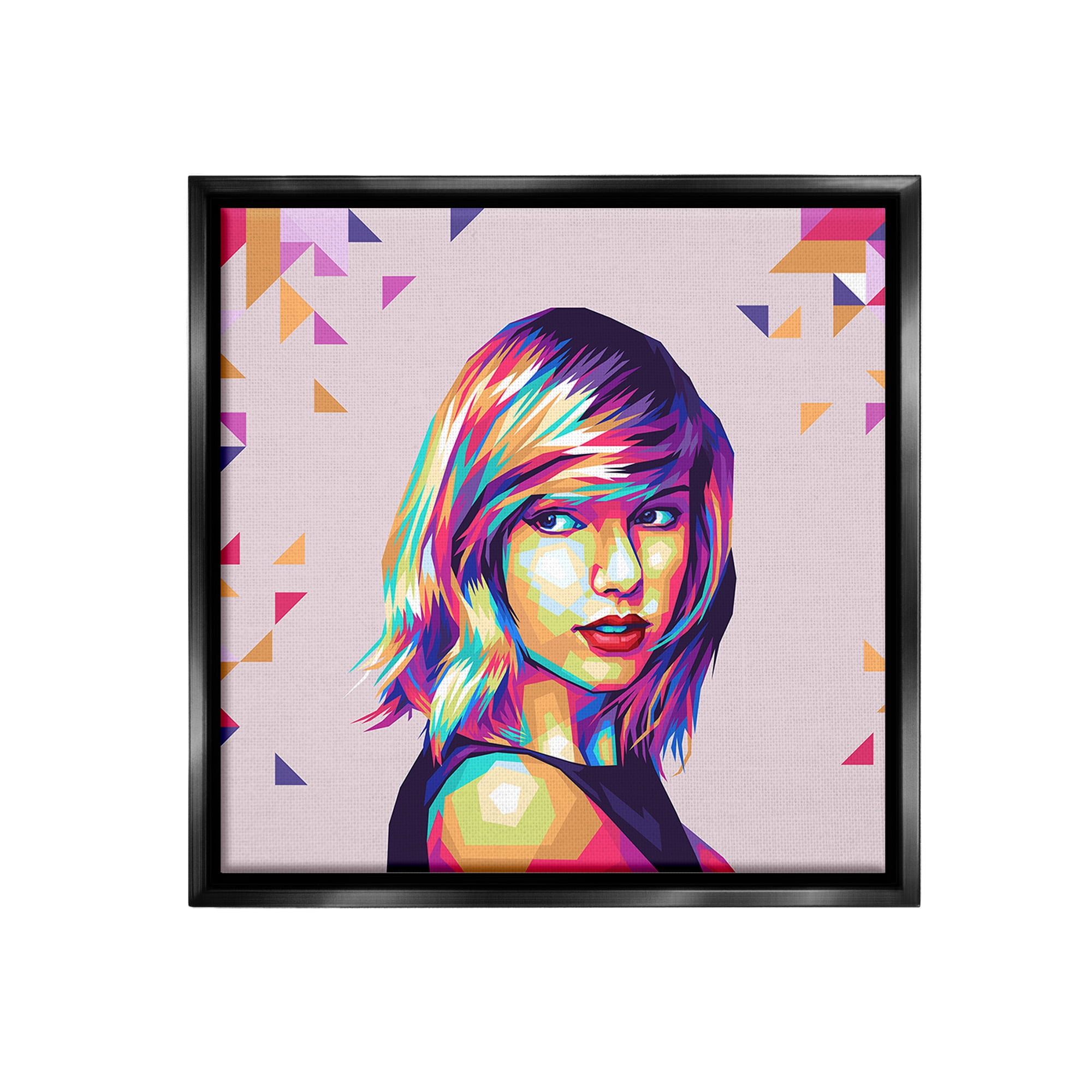 Stupell Industries Pop Icon with Pattern Abstract Painting Black Floater Framed Canvas Art Print Wall Art, 18 x 18