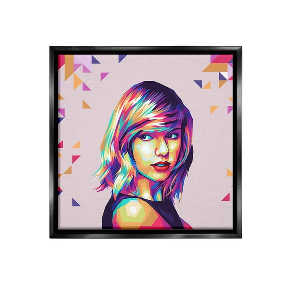 Stupell Industries Pop Icon with Pattern Abstract Painting Black Floater Framed Canvas Art Print Wall Art, 18 x 18