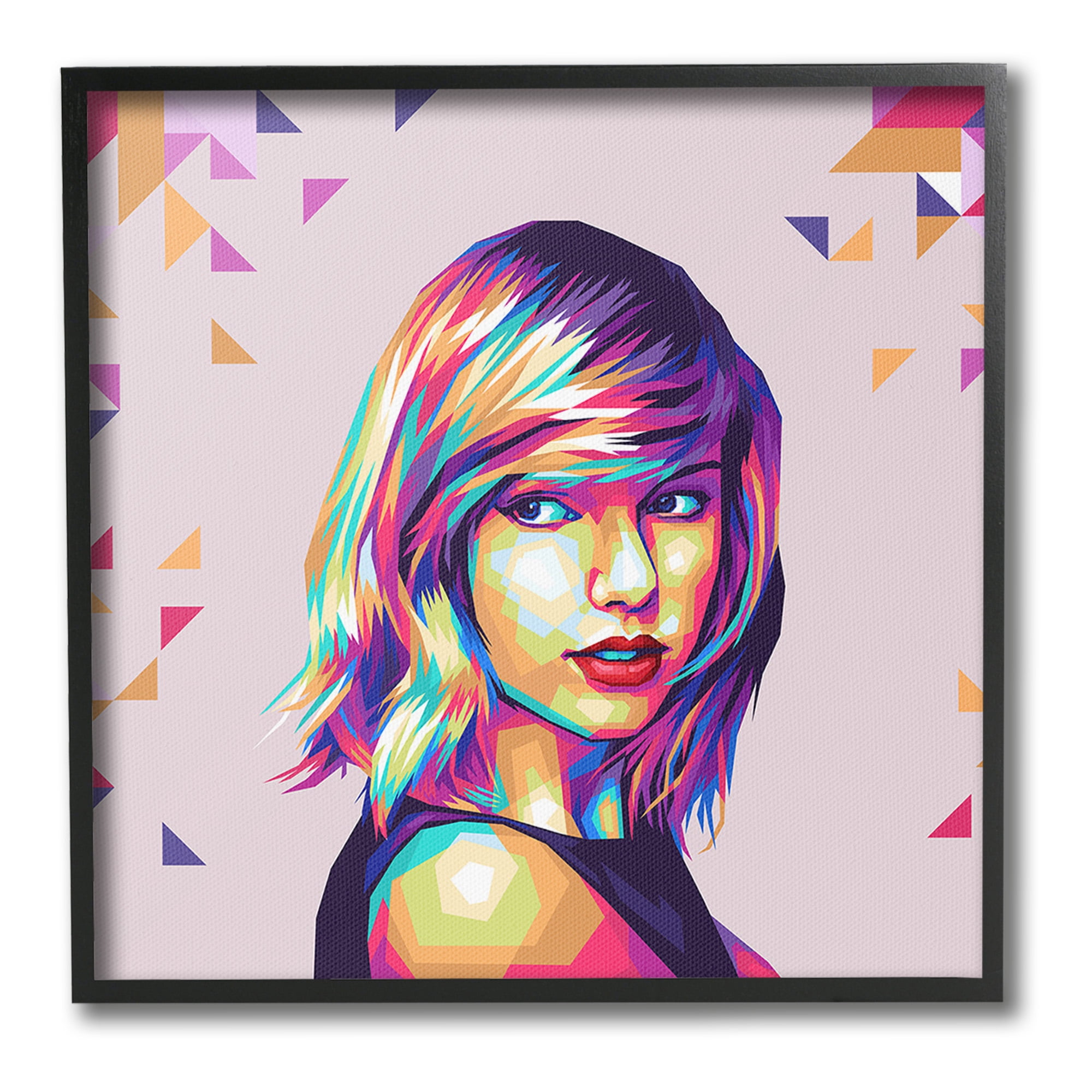 Stupell Industries Pop Icon with Pattern Abstract Painting Black Framed Art Print Wall Art, 12 x 12