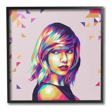 Stupell Industries Pop Icon with Pattern Abstract Painting Black Framed Art Print Wall Art, 12 x 12