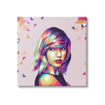 Stupell Industries Pop Icon with Pattern Abstract Painting Gallery Wrapped Canvas Art Print Wall Art, 17 x 17