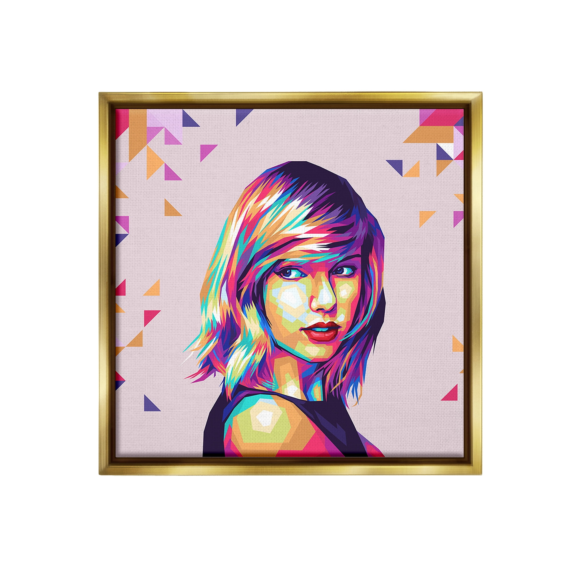Stupell Industries Pop Icon with Pattern Abstract Painting Gold Floater Framed Canvas Art Print Wall Art, 25 x 25
