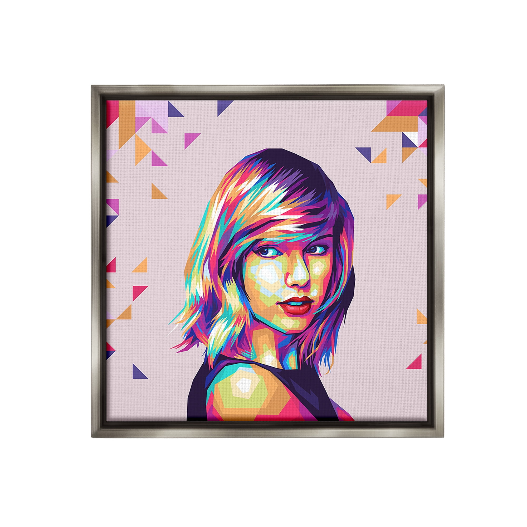 Stupell Industries Pop Icon with Pattern Abstract Painting Gray Floater Framed Canvas Art Print Wall Art, 25 x 25