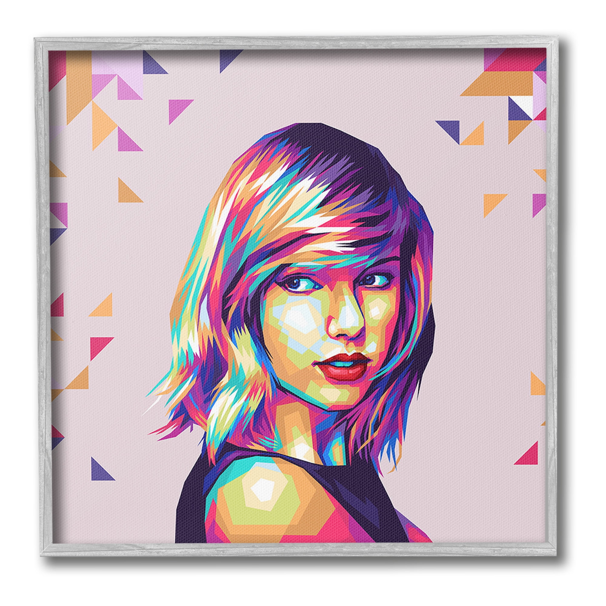 Stupell Industries Pop Icon with Pattern Abstract Painting Gray Framed Art Print Wall Art, 12 x 12