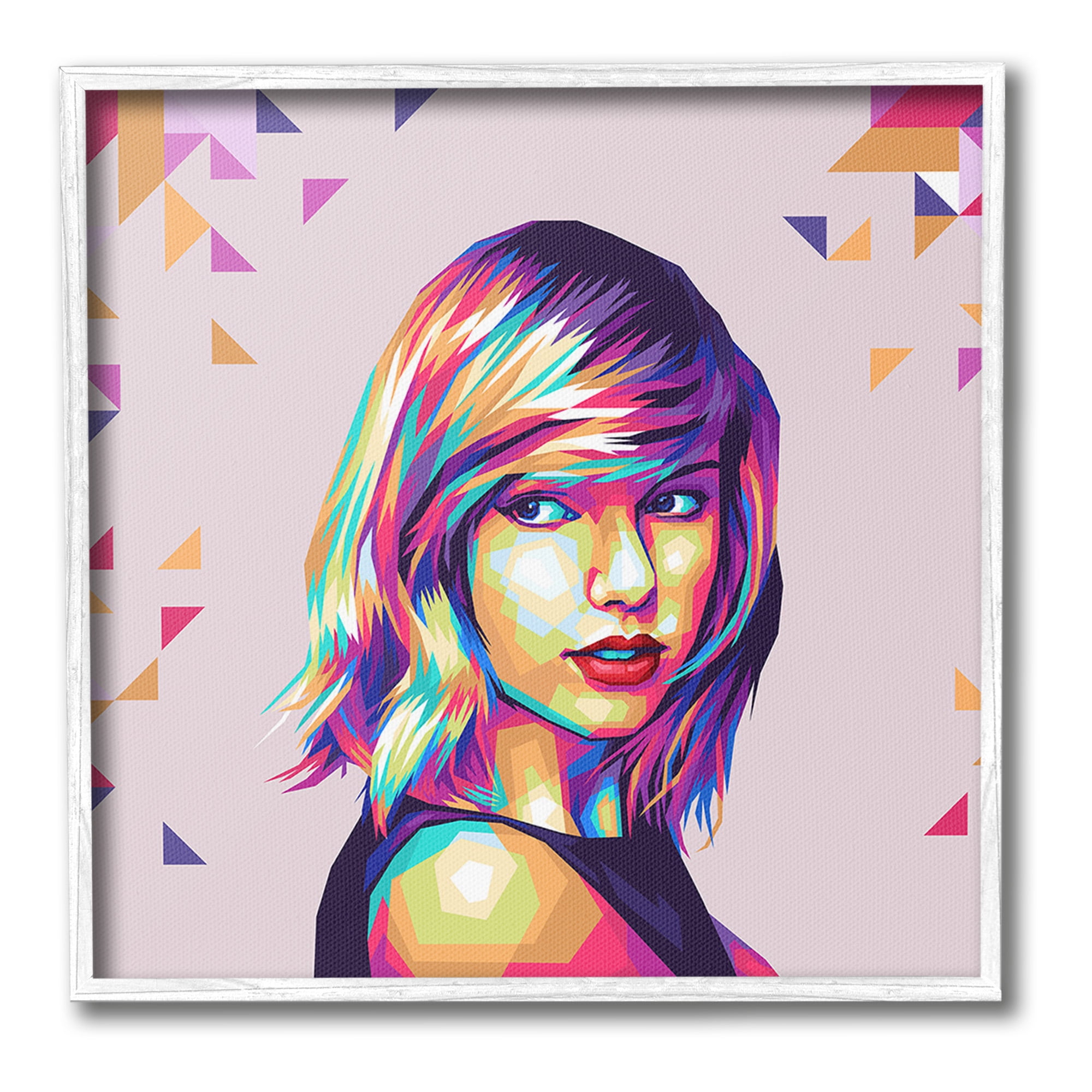 Stupell Industries Pop Icon with Pattern Abstract Painting White Framed Art Print Wall Art, 12 x 12