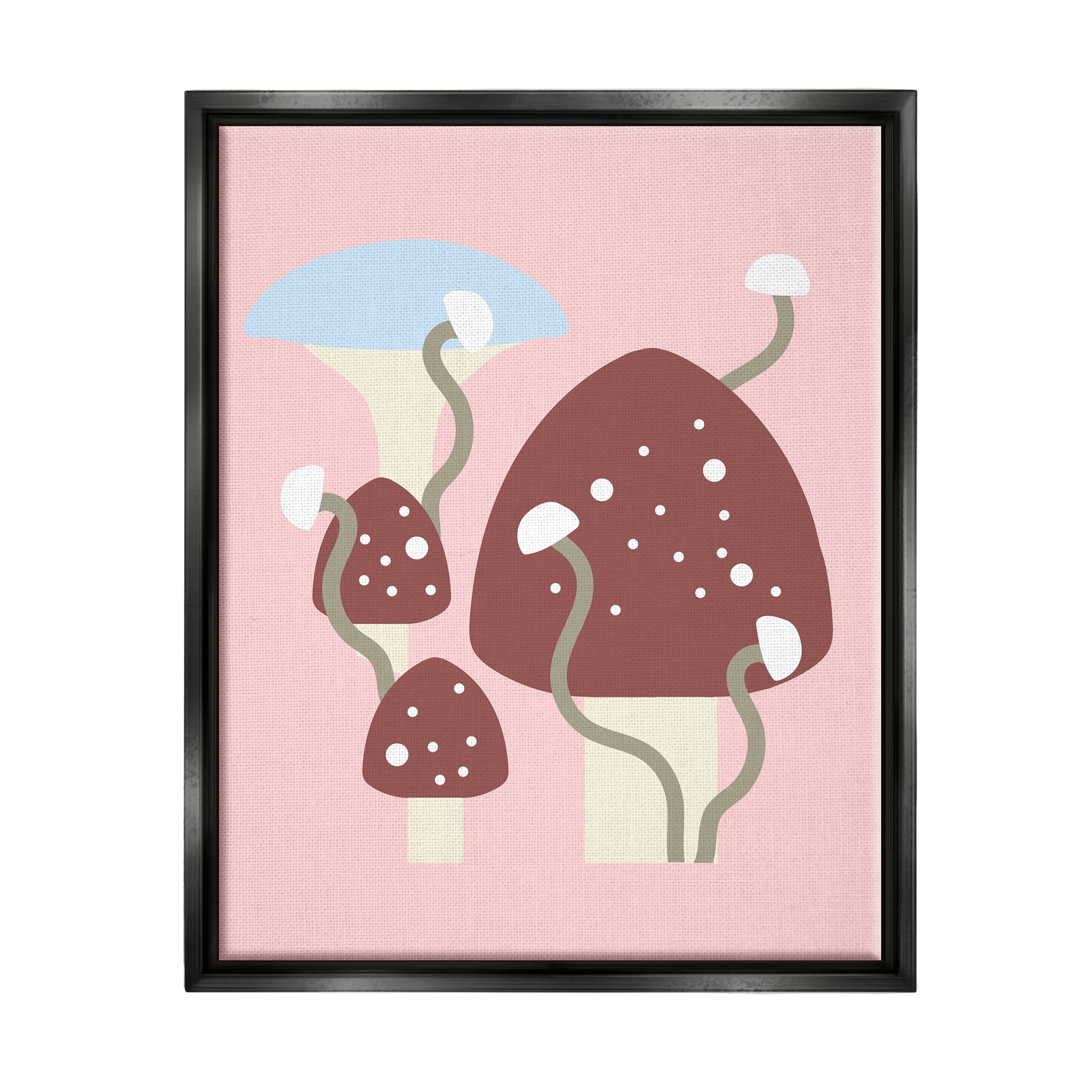 Stupell Industries Pop Mushrooms on Pink Botanical & Floral Painting Black Floater Framed Canvas Art Print Wall Art, 25 x 31