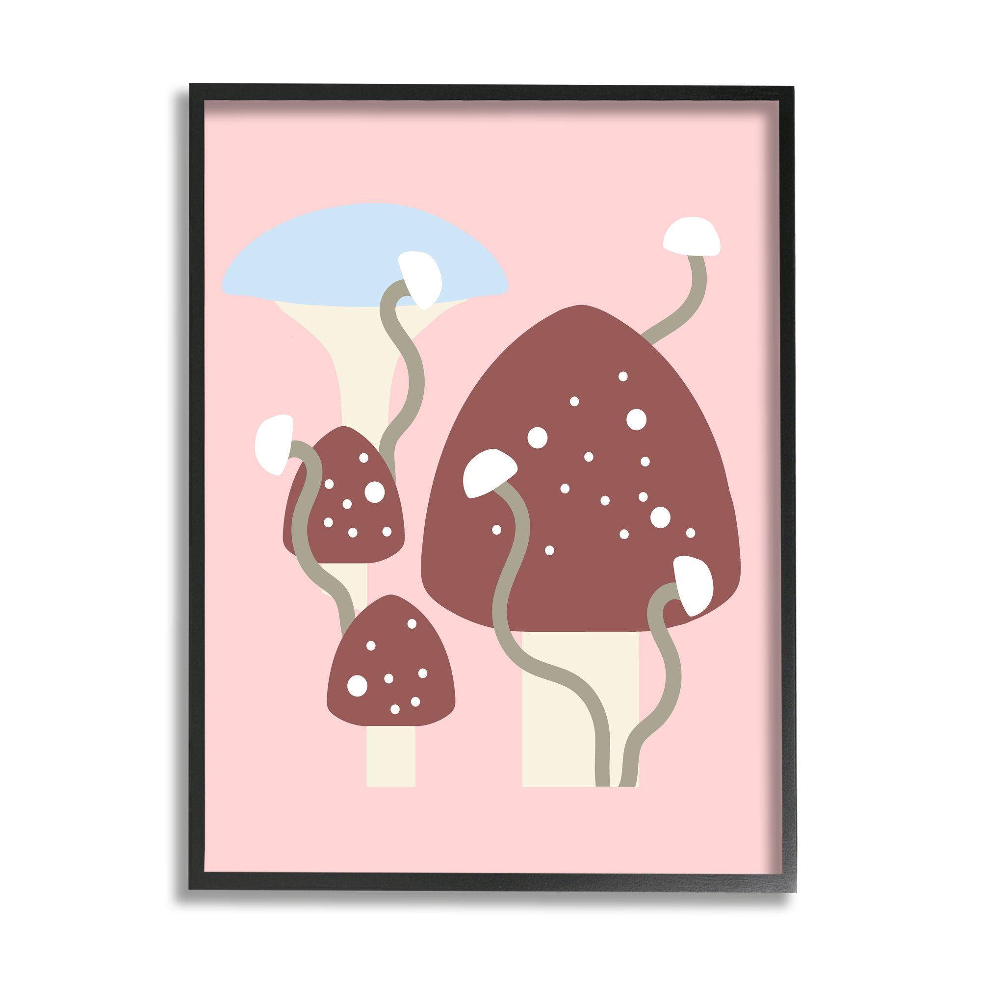 Stupell Industries Pop Mushrooms on Pink Botanical & Floral Painting Black Framed Art Print Wall Art, 11 x 14