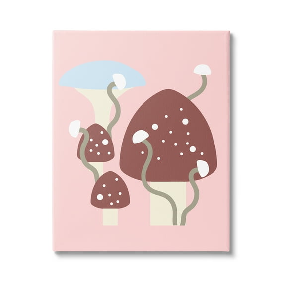 Stupell Industries Pop Mushrooms on Pink Botanical & Floral Painting Gallery Wrapped Canvas Art Print Wall Art, 16 x 20