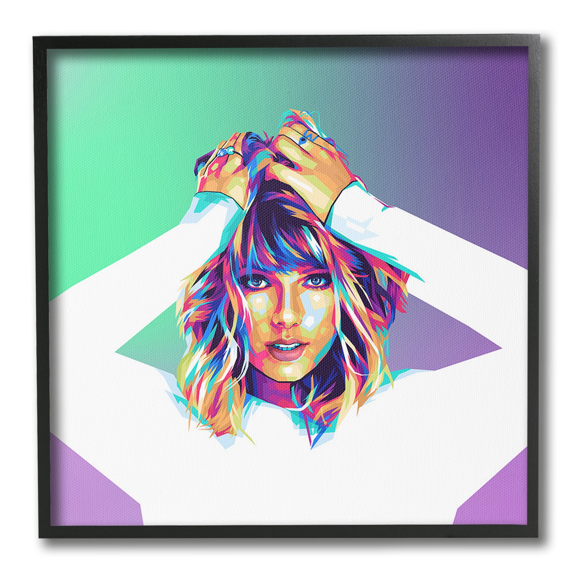 Stupell Industries Pop Musician Woman Abstract Painting Black Framed Art Print Wall Art, 17 x 17