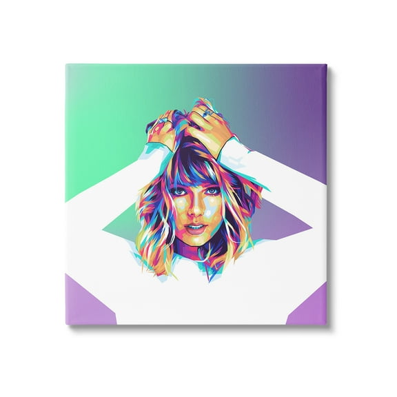 Stupell Industries Pop Musician Woman Abstract Painting Gallery Wrapped Canvas Art Print Wall Art, 17 x 17