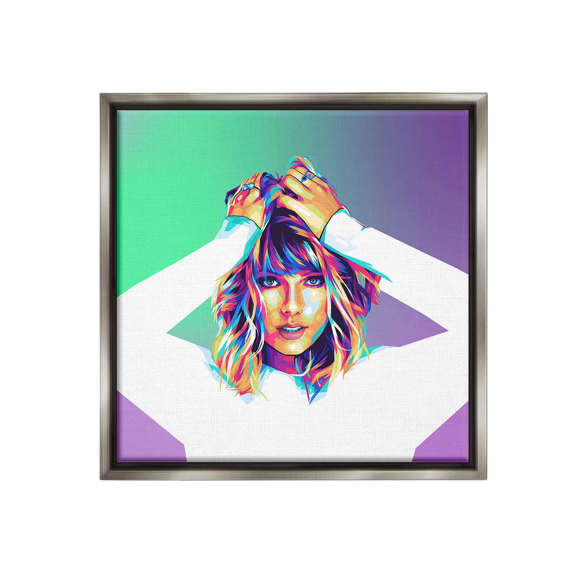 Stupell Industries Pop Musician Woman Abstract Painting Gray Floater Framed Canvas Art Print Wall Art, 25 x 25