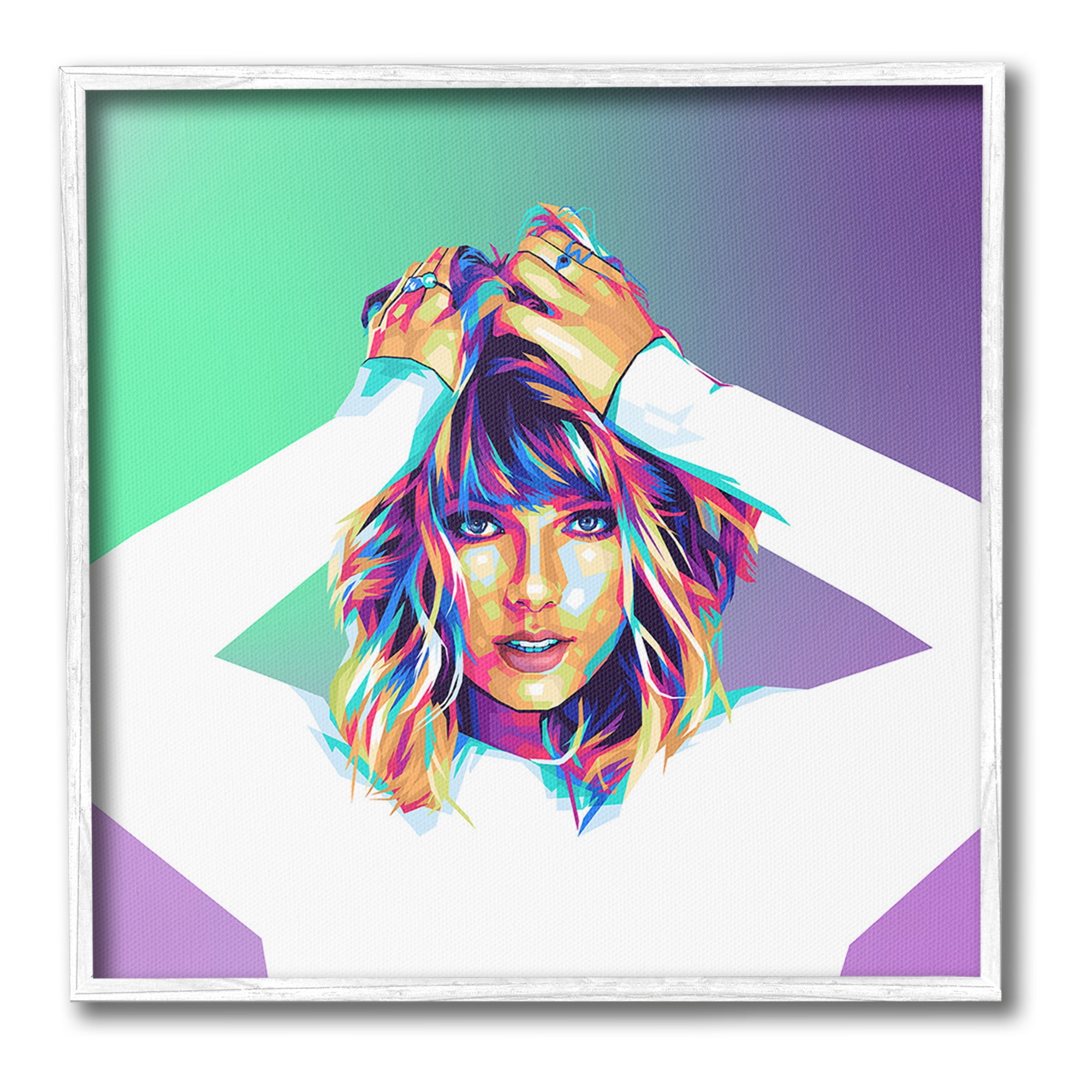 Stupell Industries Pop Musician Woman Abstract Painting White Framed Art Print Wall Art, 12 x 12