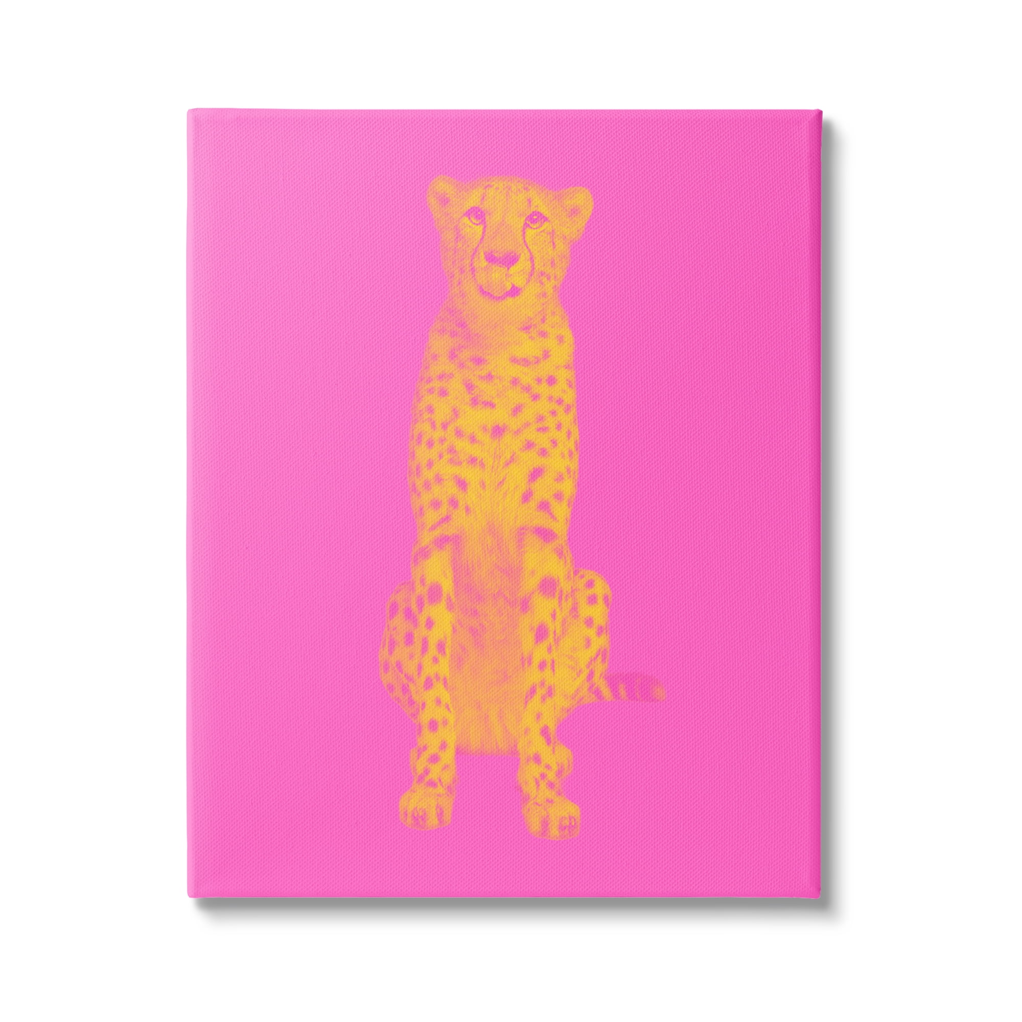 Stupell Industries Pop Pink & Yellow Leopard Animals & Insects Painting Gallery Wrapped Canvas Art Print Wall Art, 24 x 30