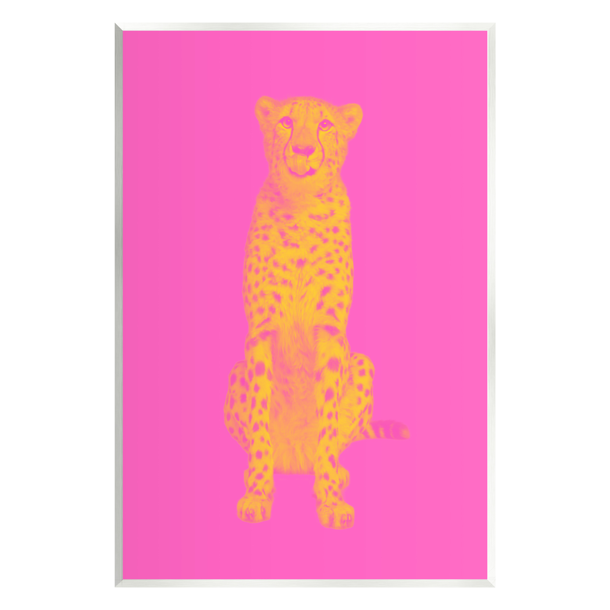 Stupell Industries Pop Pink & Yellow Leopard Animals & Insects Painting Unframed Art Print Wall Art, 13 x 19