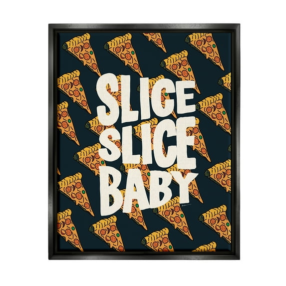 Stupell Industries Pop Pizza Slice Baby Food & Beverage Painting Black Floater Framed Canvas Art Print Wall Art, 25 x 31