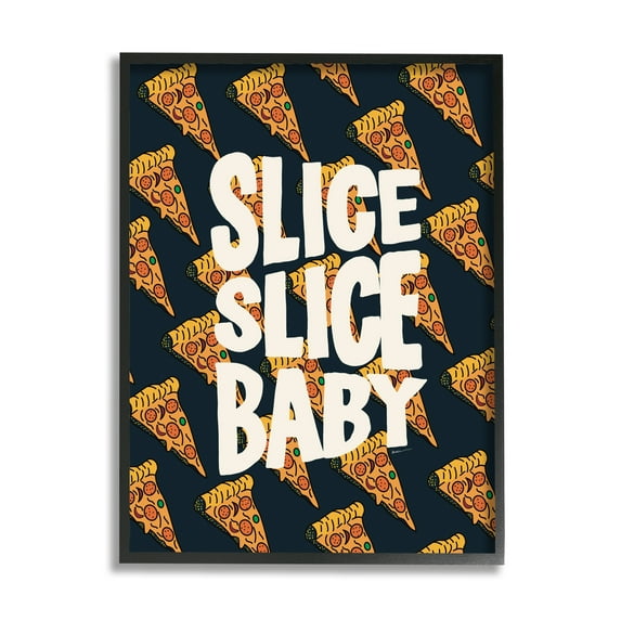 Stupell Industries Pop Pizza Slice Baby Food & Beverage Painting Black Framed Art Print Wall Art, 16 x 20