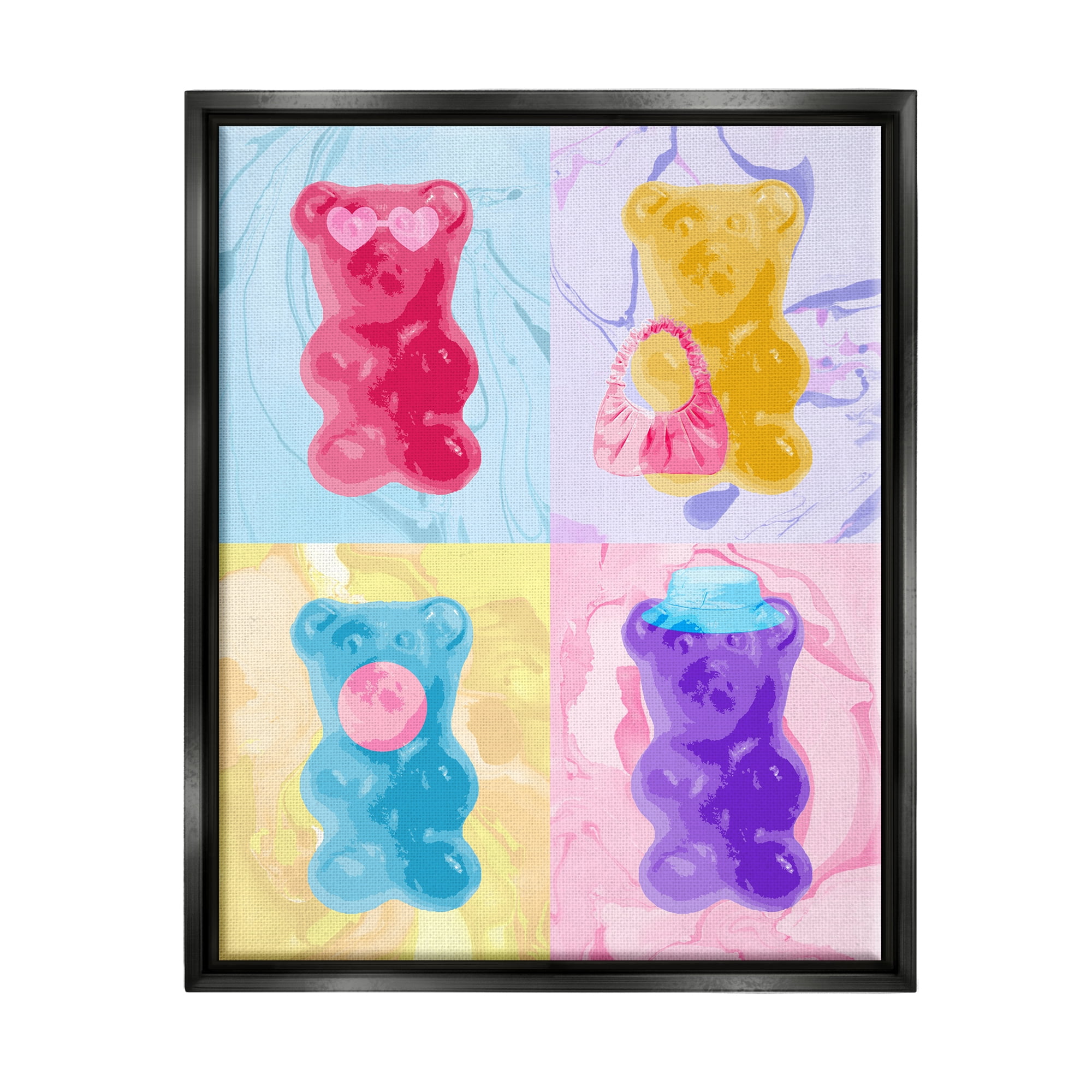 Stupell Industries Pop Style Abstract Bears Abstract Painting Black Floater Framed Art Print Wall Art, 25 x 31